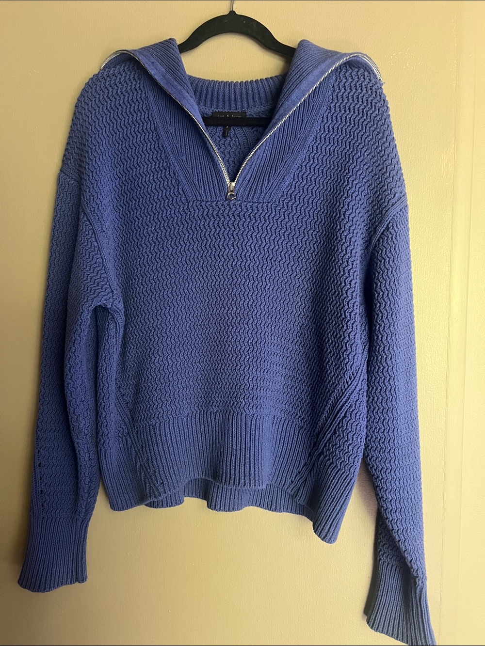 rag & bone Periwinkle Half-Zip Textured Knit Sweater
